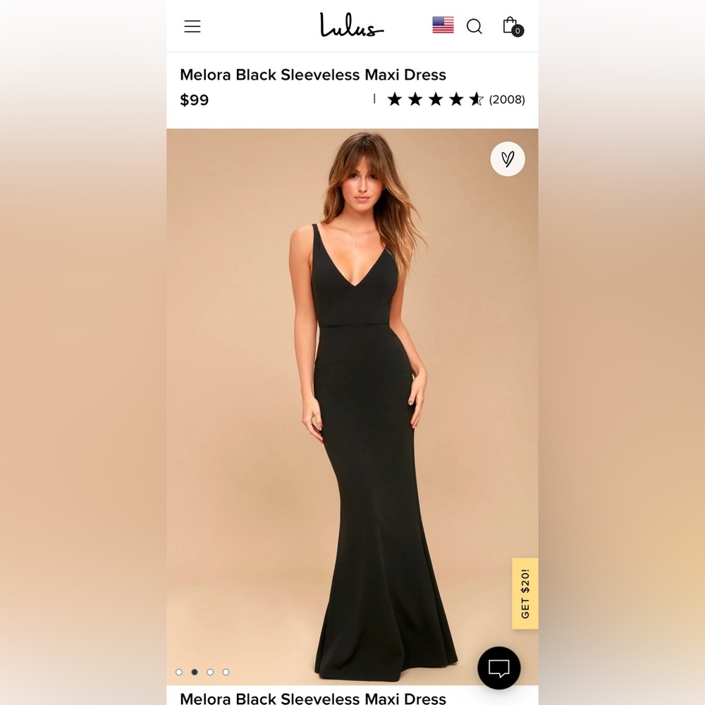 Lulu’s Melora Black Sleeveless Maxi Dress, Size Large